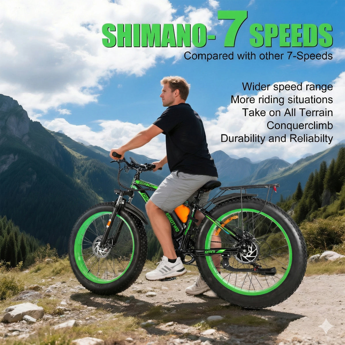 26" Fat Tire Electric Bike for Adults 48V 20Ah Battery 1000W Motor (Peak 1500W) 25-30MPH Fast Mountain Ebike Snow Beach Bicycle