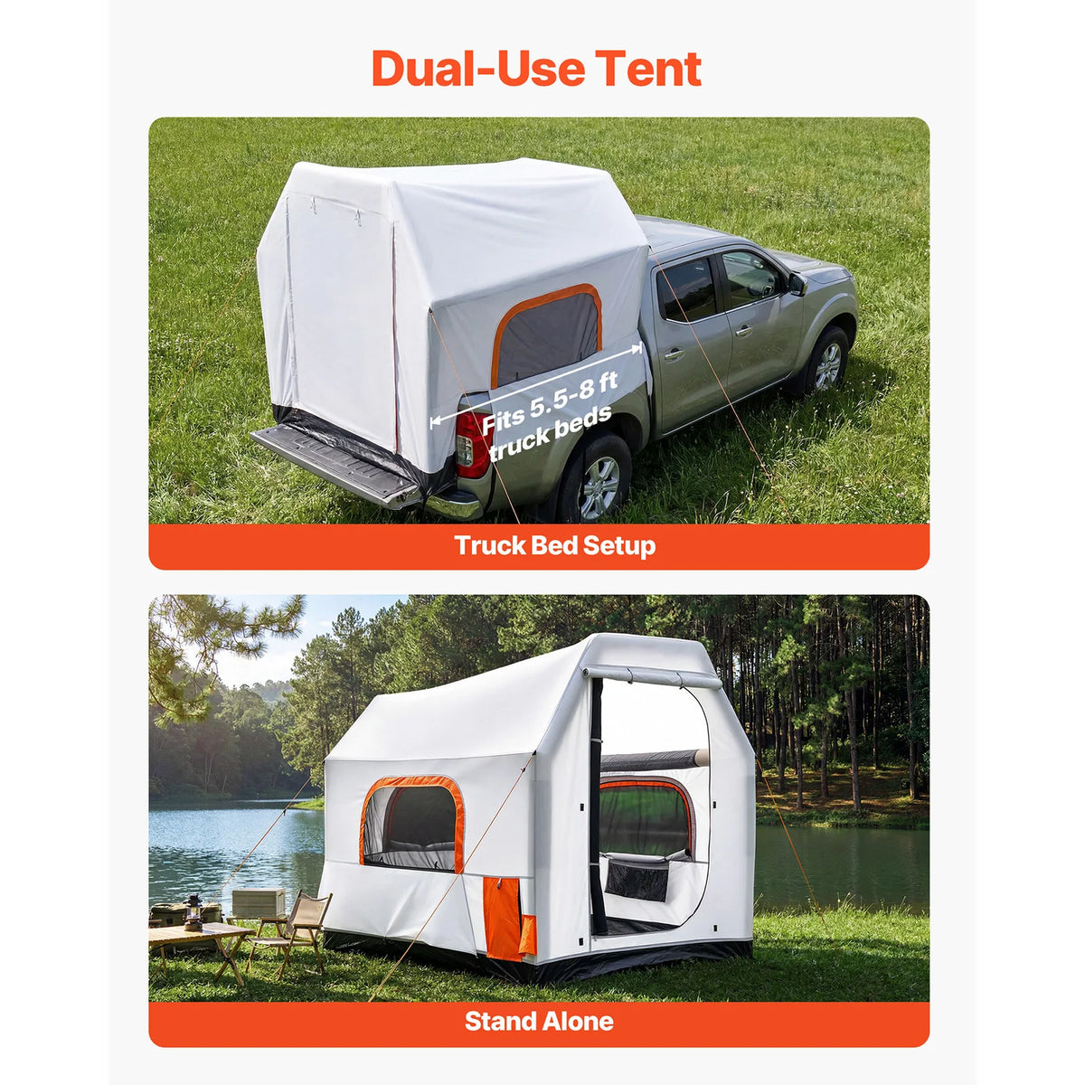 SucceBuy Inflatable Pickup Truck Tent With Ventilated Mesh Windows