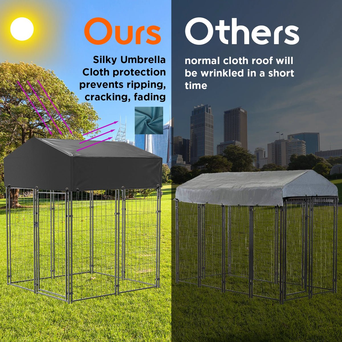 Iron Outdoor Dog Cage With Roof High Fence Heavy Duty Kennel