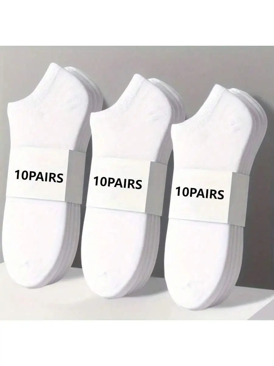 Unisex Breathable Ankle Socks 10 Pairs Polyester Sports Daily Wear