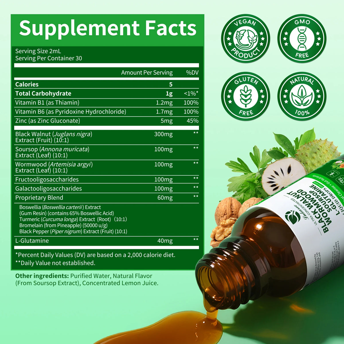 Beworths Wormwood Black Walnut Soursop Digestive Supplement Drops