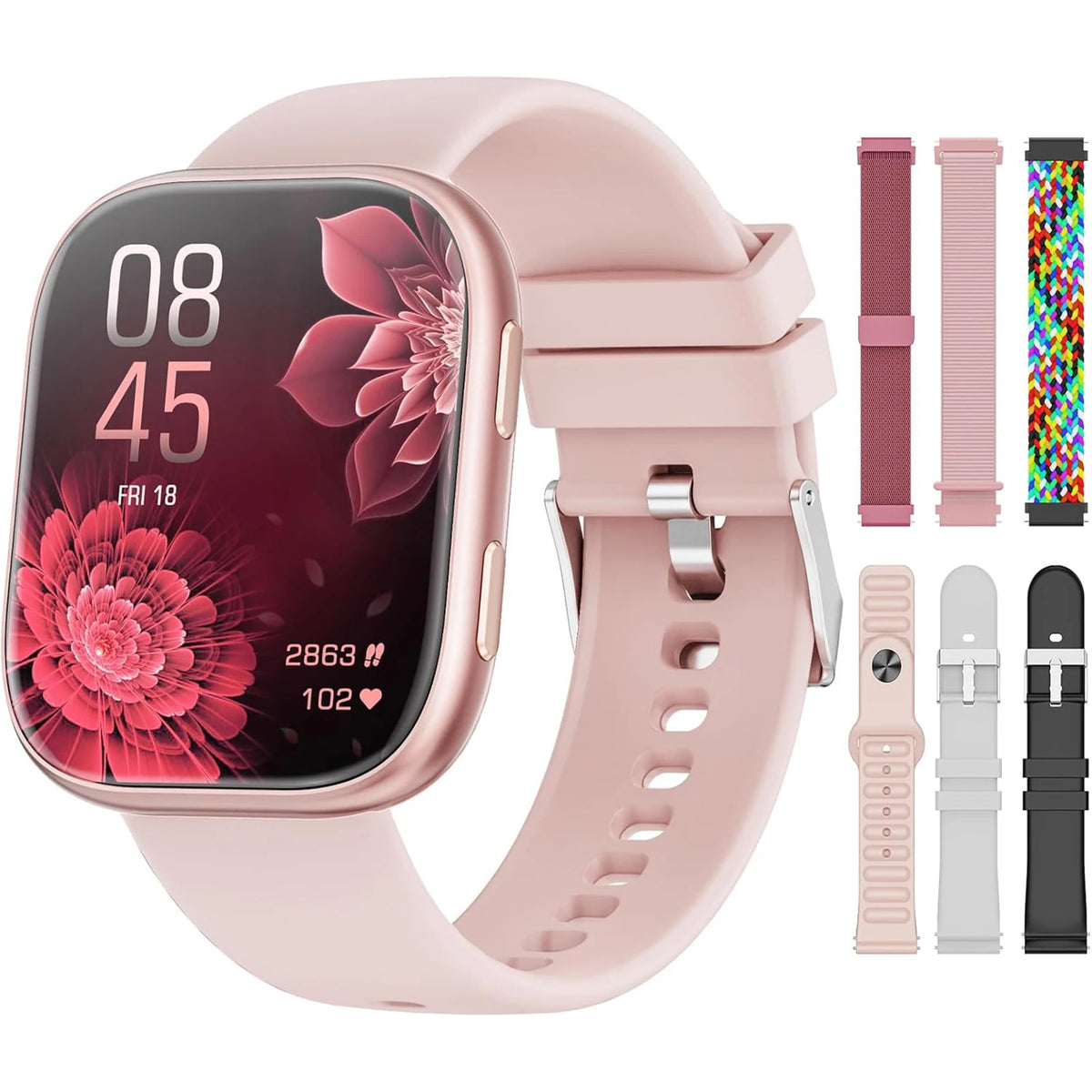 Women Smart Watch Featuring Heart Rate Monitor And Waterproof Design