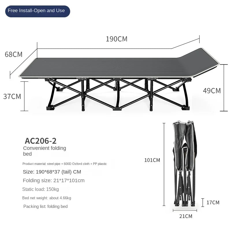 Aorian Portable Folding Camping Cot With Detachable Mattress