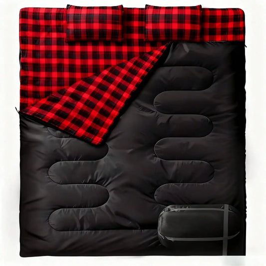 Double Camping Sleeping Bag For Adults With Pillows Cold Weather
