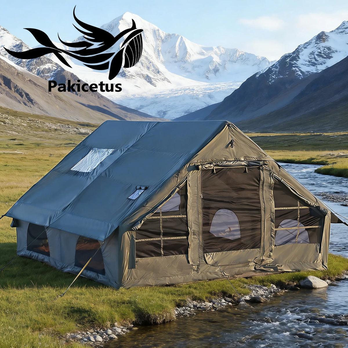 Pakicetus Inflatable Glamping Tent With Manual Pump And Weatherproof Design