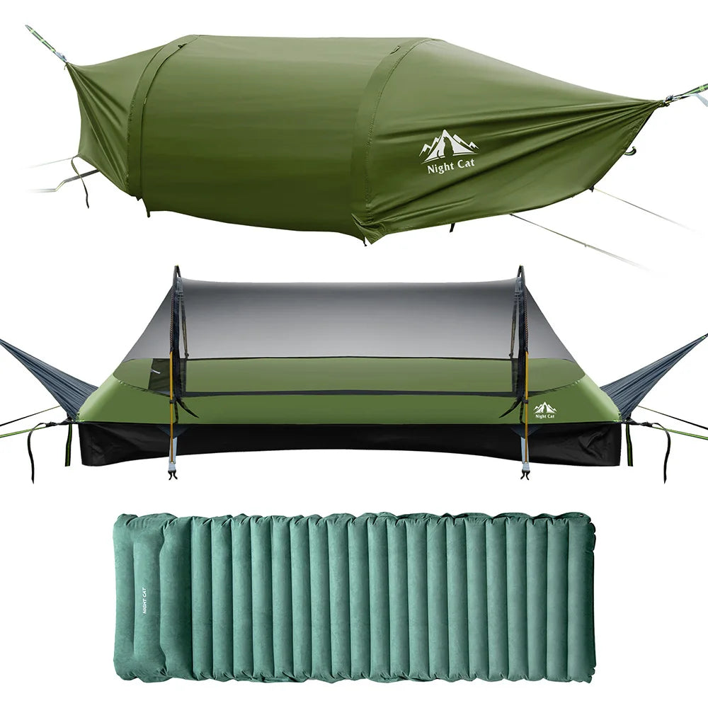Night Cat Camping Hammock Tent With Mosquito Net And Rainfly