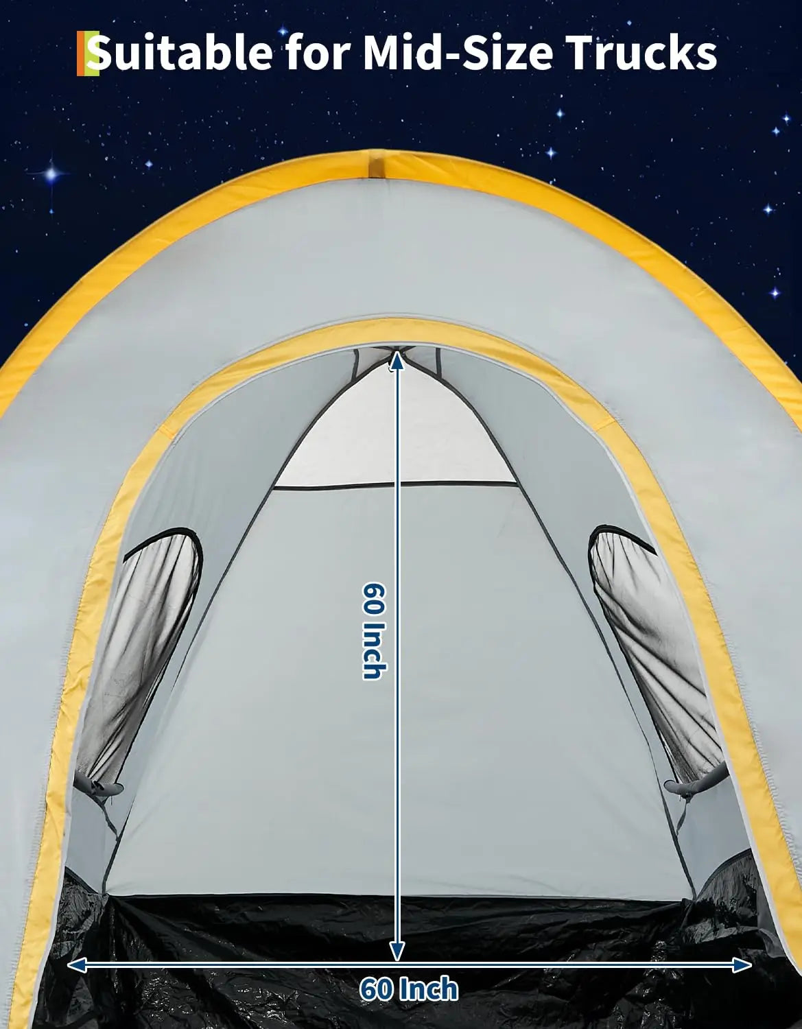 Sturdy Truck Bed Tent With Wide Awning For Two Adults
