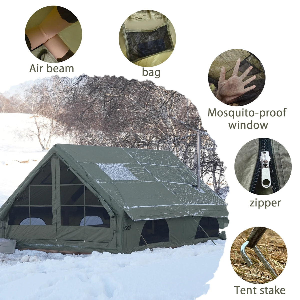 Pakicetus Weatherproof One Bedroom Inflatable Glamping Tent