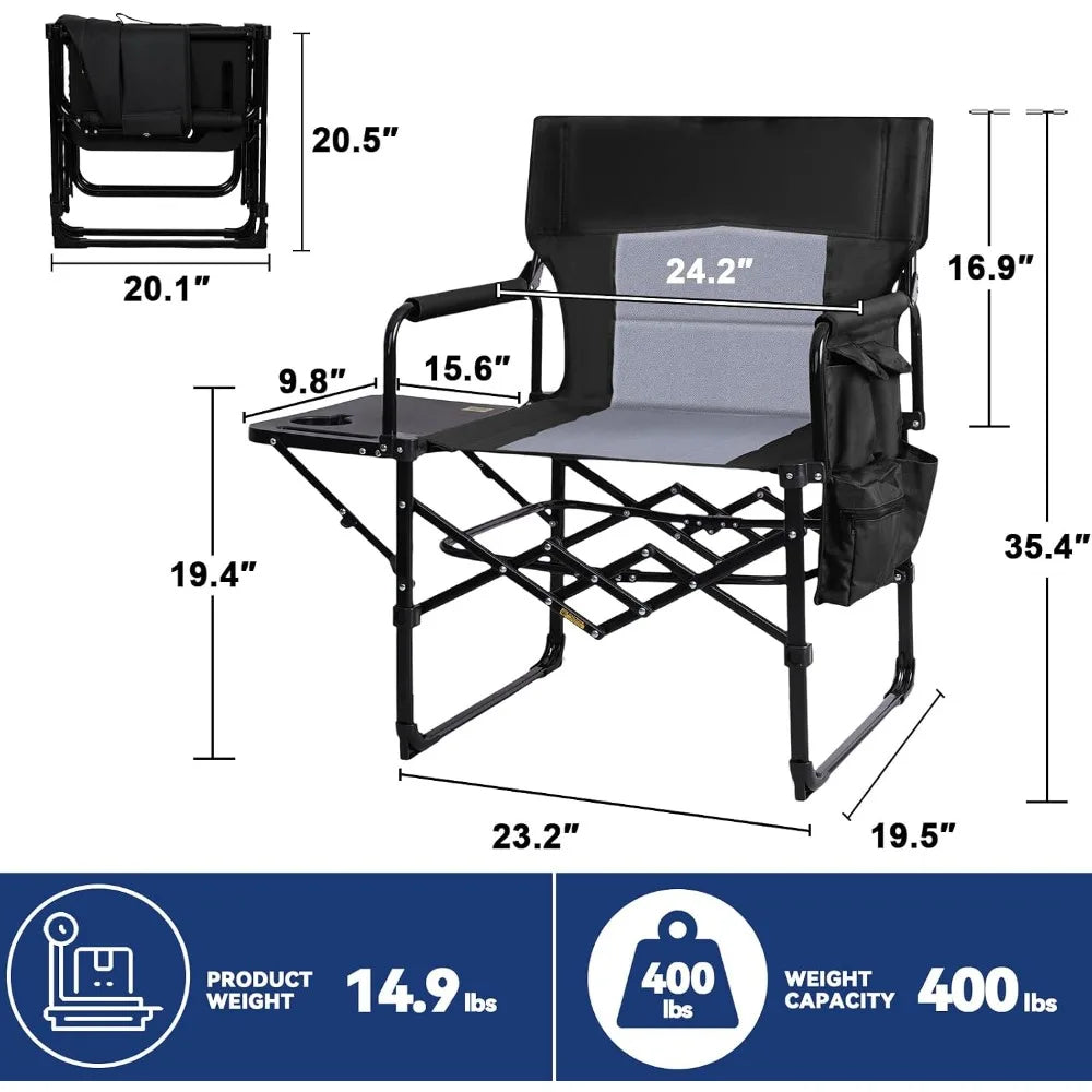 Folding Outdoor Director Chairs With Side Table And Bag