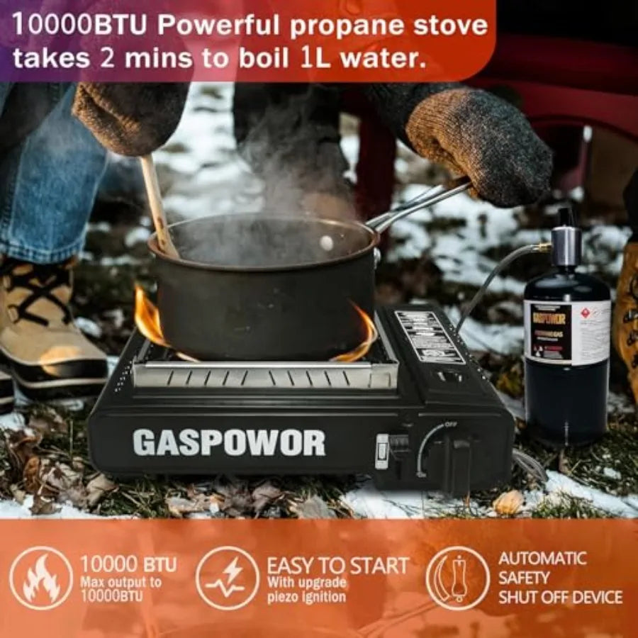 Portable Automatic Ignition Propane Butane Camp Stove With Windscreen