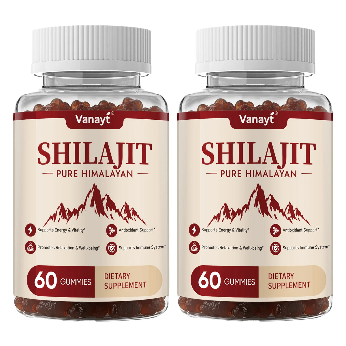 Vanayt Himalayan Shilajit Ashwagandha Ginger Herbal Gummy Supplement