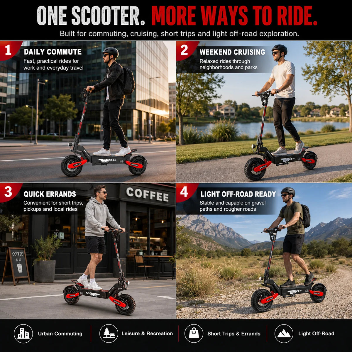 Eoeotwo GT06 Adult Electric Scooter 1200W Motor Foldable Commuter Edition