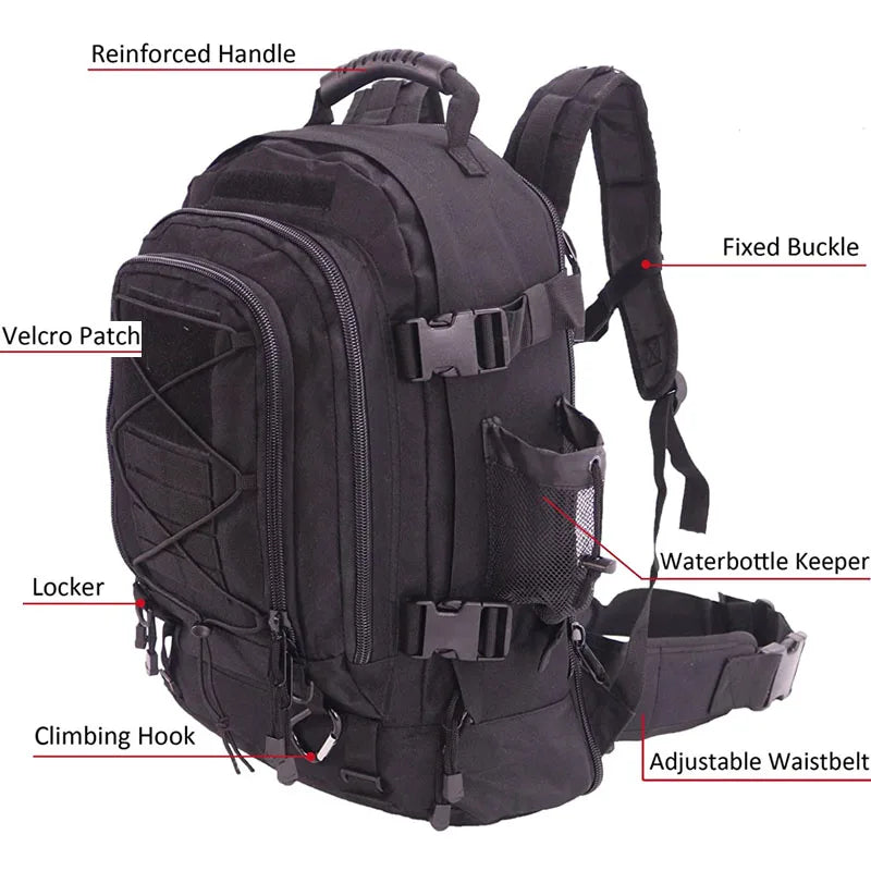 LQARMY Military Tactical Backpack Nylon Molle Rucksack Hiking Gear