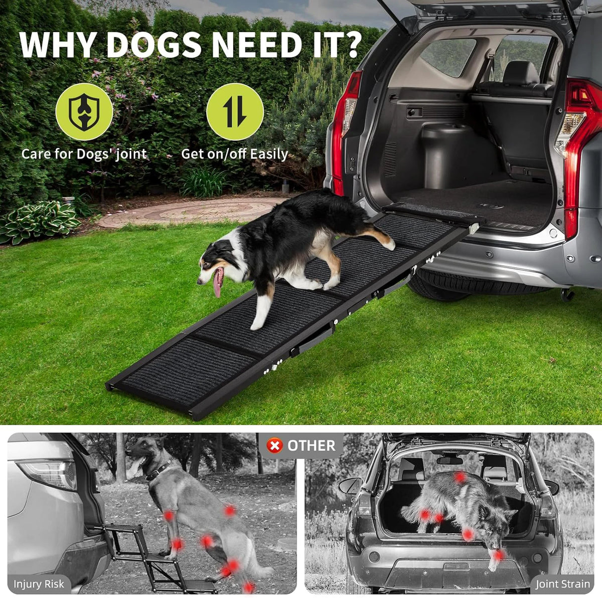 HiMiss Upgraded Folding Dog Car Ramp With Non Slip Surface