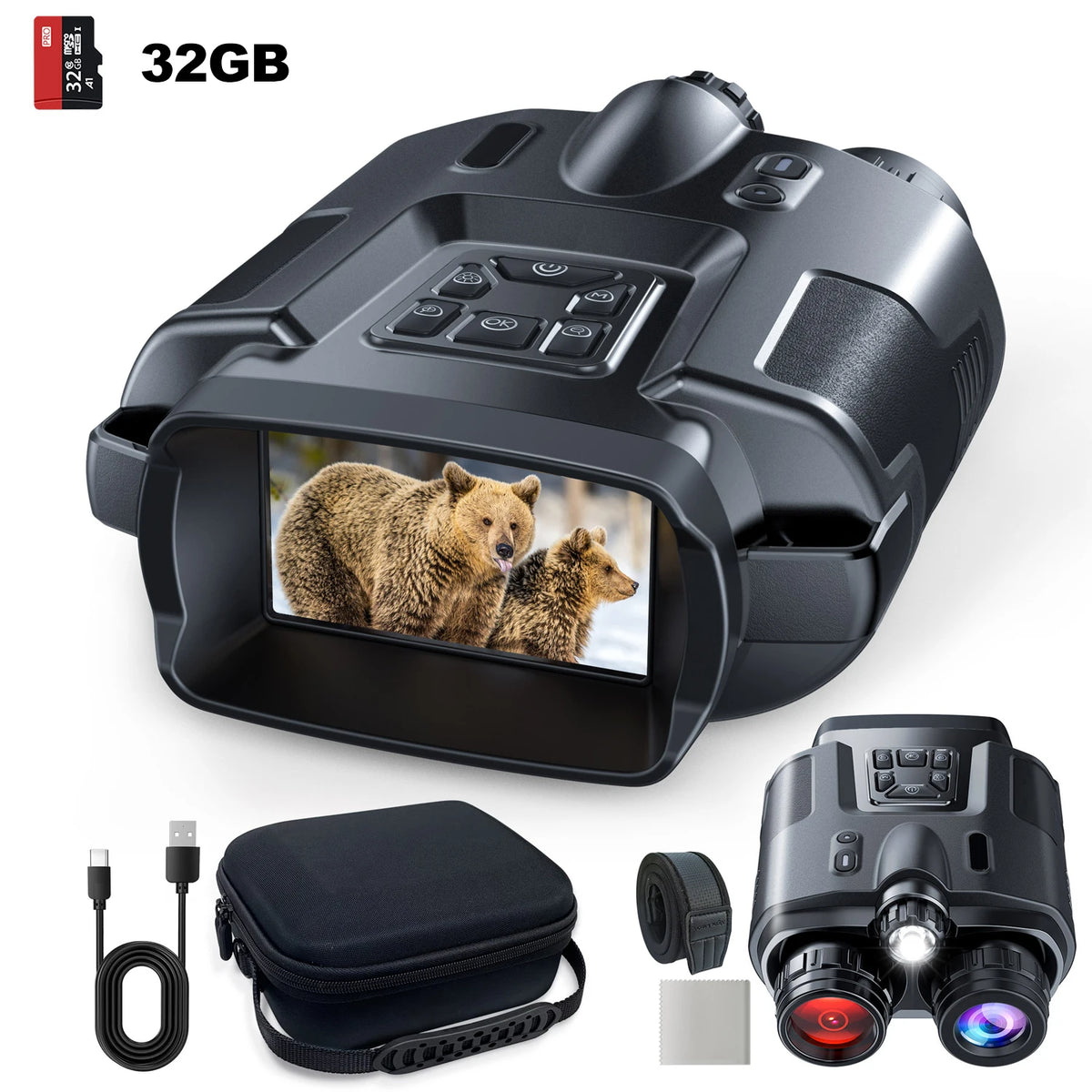 USB Rechargeable 4K Night Vision Binoculars With Infrared Digital Zoom