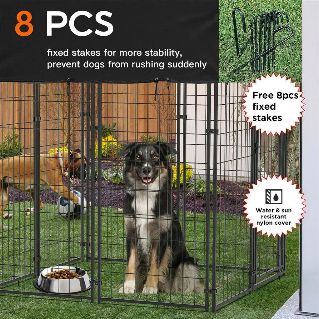 Iron Dog Cage With Roof For Outdoor Pet Playpen Kennel