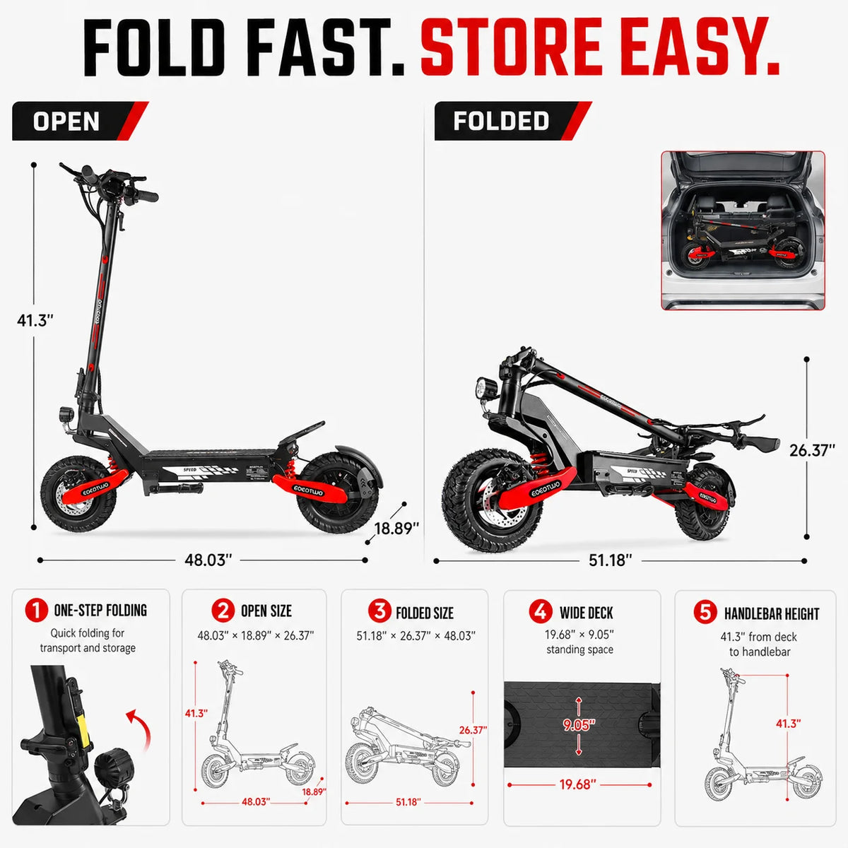 Eoeotwo GT06 Adult Electric Scooter 1200W Motor Foldable Commuter Edition