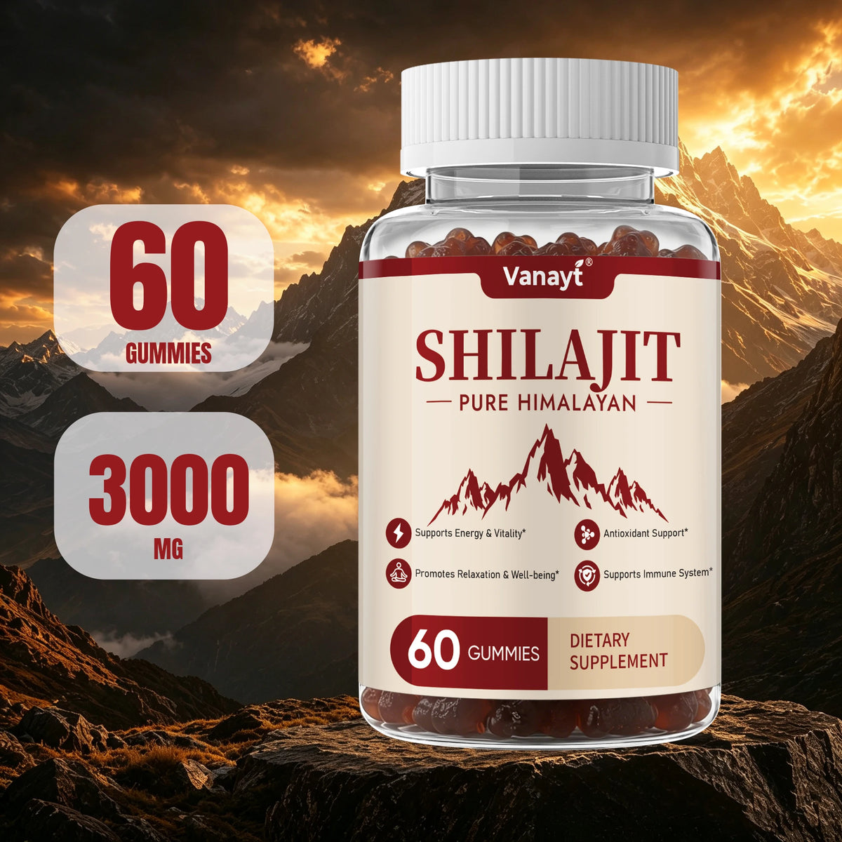 Vanayt Pure Himalayan Shilajit Gummies With Ashwagandha