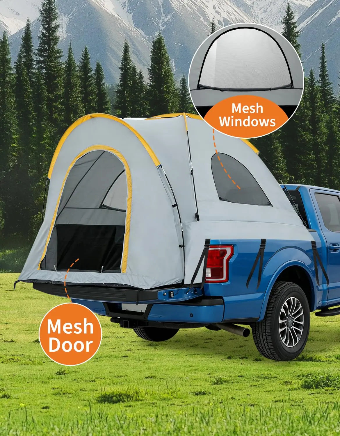 Sturdy Truck Bed Tent With Wide Awning For Two Adults