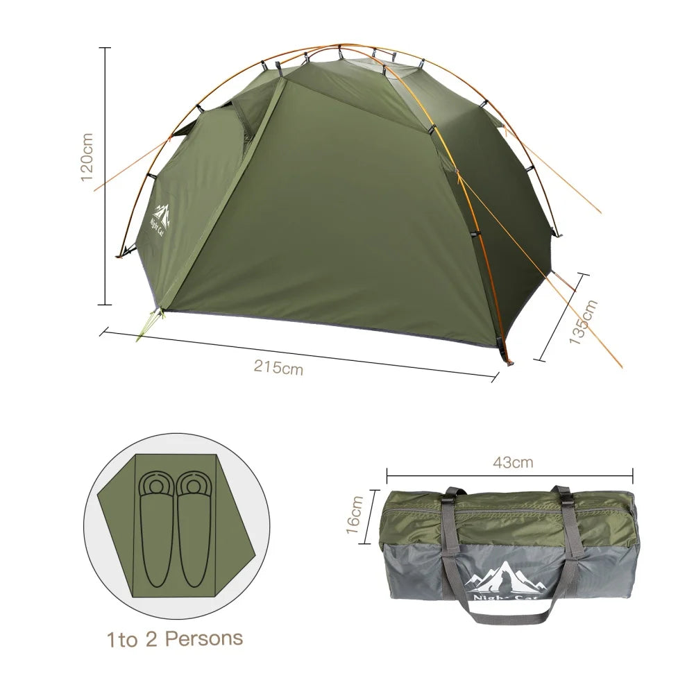 Night Cat Lightweight Two Person Waterproof Backpacking Tent