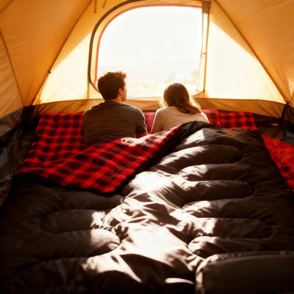 Double Camping Sleeping Bag For Adults With Pillows Cold Weather