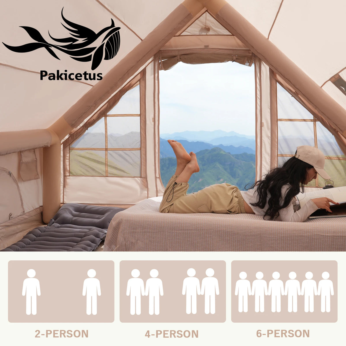Inflatable Glamping Tent Weatherproof Outdoor Family Camping Shelter