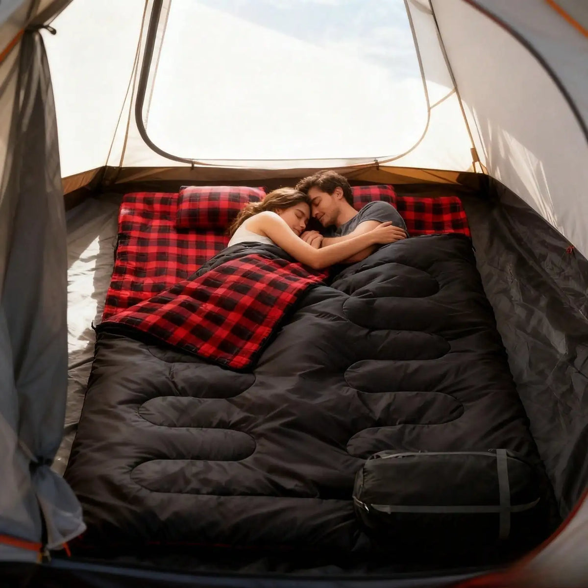 Double Camping Sleeping Bag With Pillows For Cold Weather