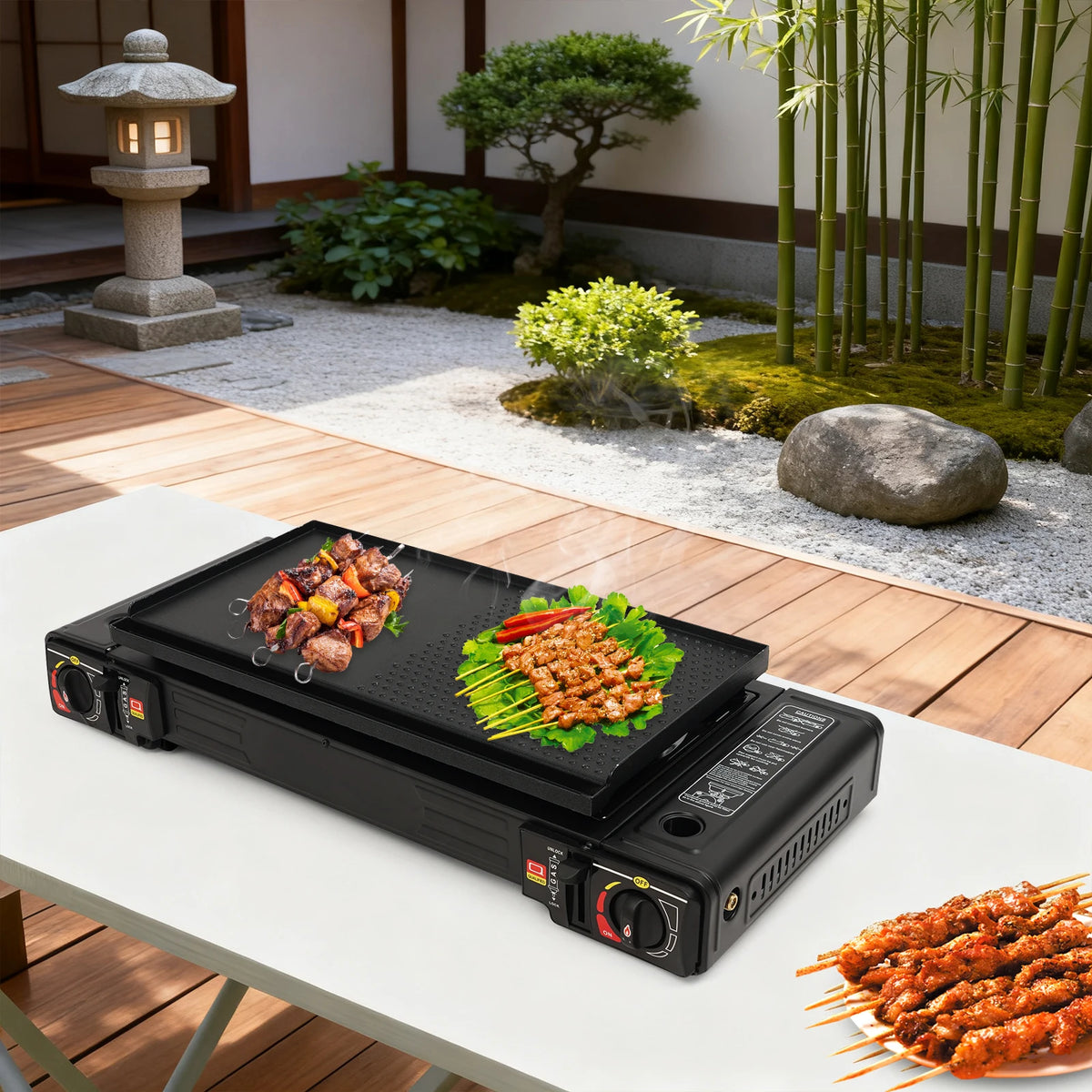 Outdoor Portable Dual Burner Gas Camping Stove With Piezo Ignition