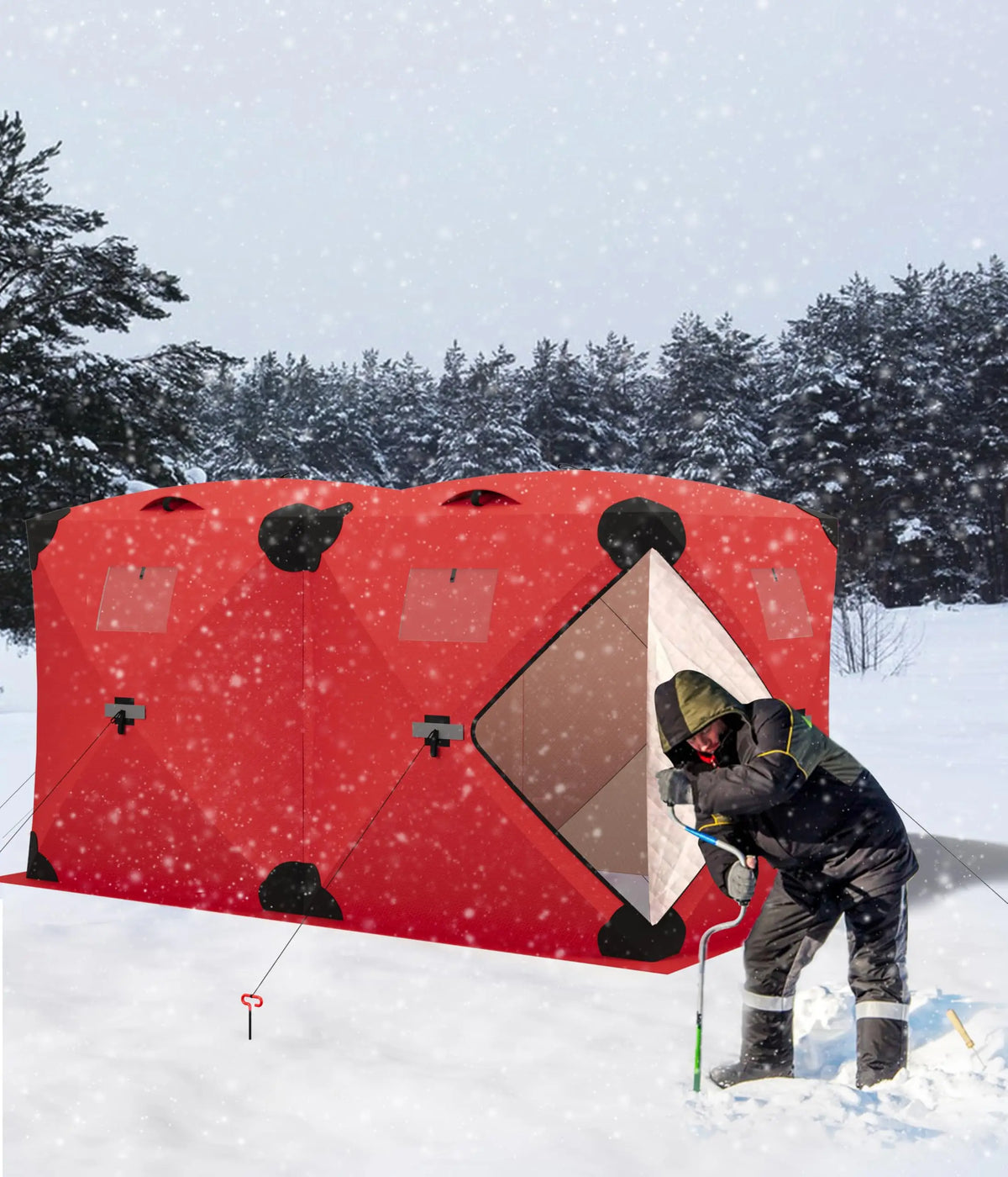 Insulated Windproof Portable Hub Style Ice Fishing Tent