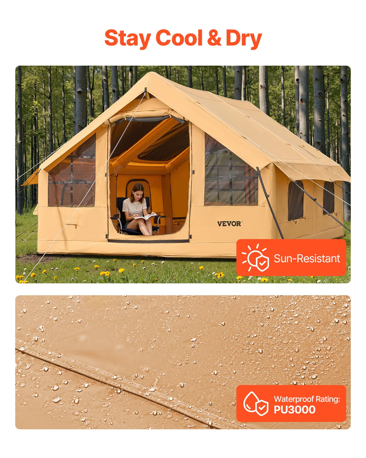 Vevor Inflatable Camping Tent With Hand Pump And Skylight
