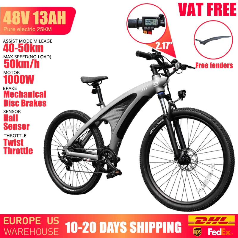 HUANCI Q5 Electric Bikes for Adults 1000W 48V 13AH Ebikes E Bikes Electric Bicycles 50km/h Electric Dirt Bike Electric E Bikes