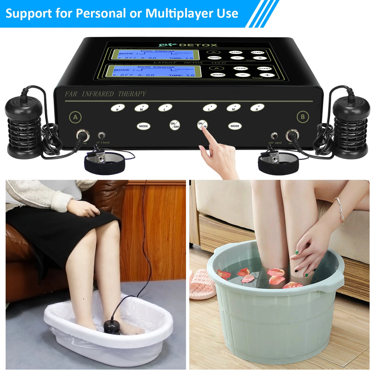 Salon Dual Ionic Foot Bath With Infrared Heating Waist Massager