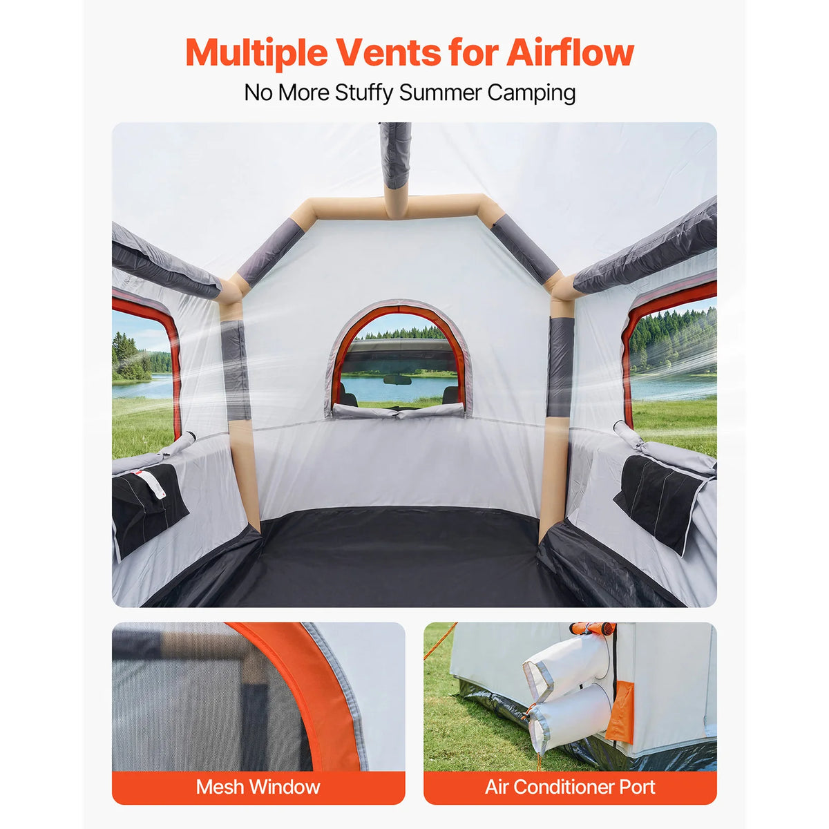 SucceBuy Inflatable Pickup Truck Tent With Ventilated Mesh Windows