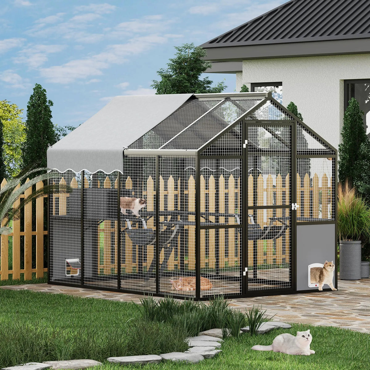 HiMISS Outdoor Aluminum Catio Enclosure With Secure Sliding Doors