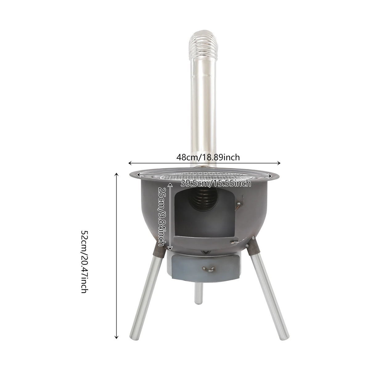 Portable Wood Stove Fire Pit With Grill Grate For Camping