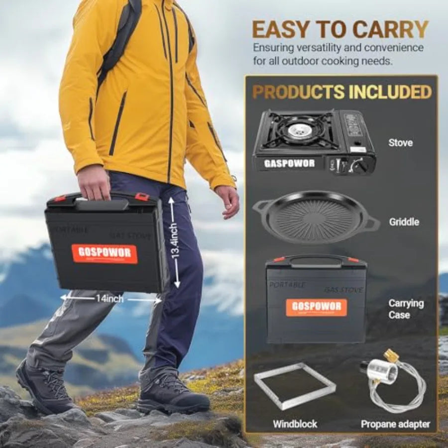 Portable Dual Fuel Camping Stove With Automatic Ignition Windshield