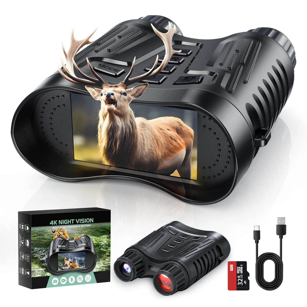 DIYIMIN Night Vision Binoculars With 4K Video And 8X Magnification