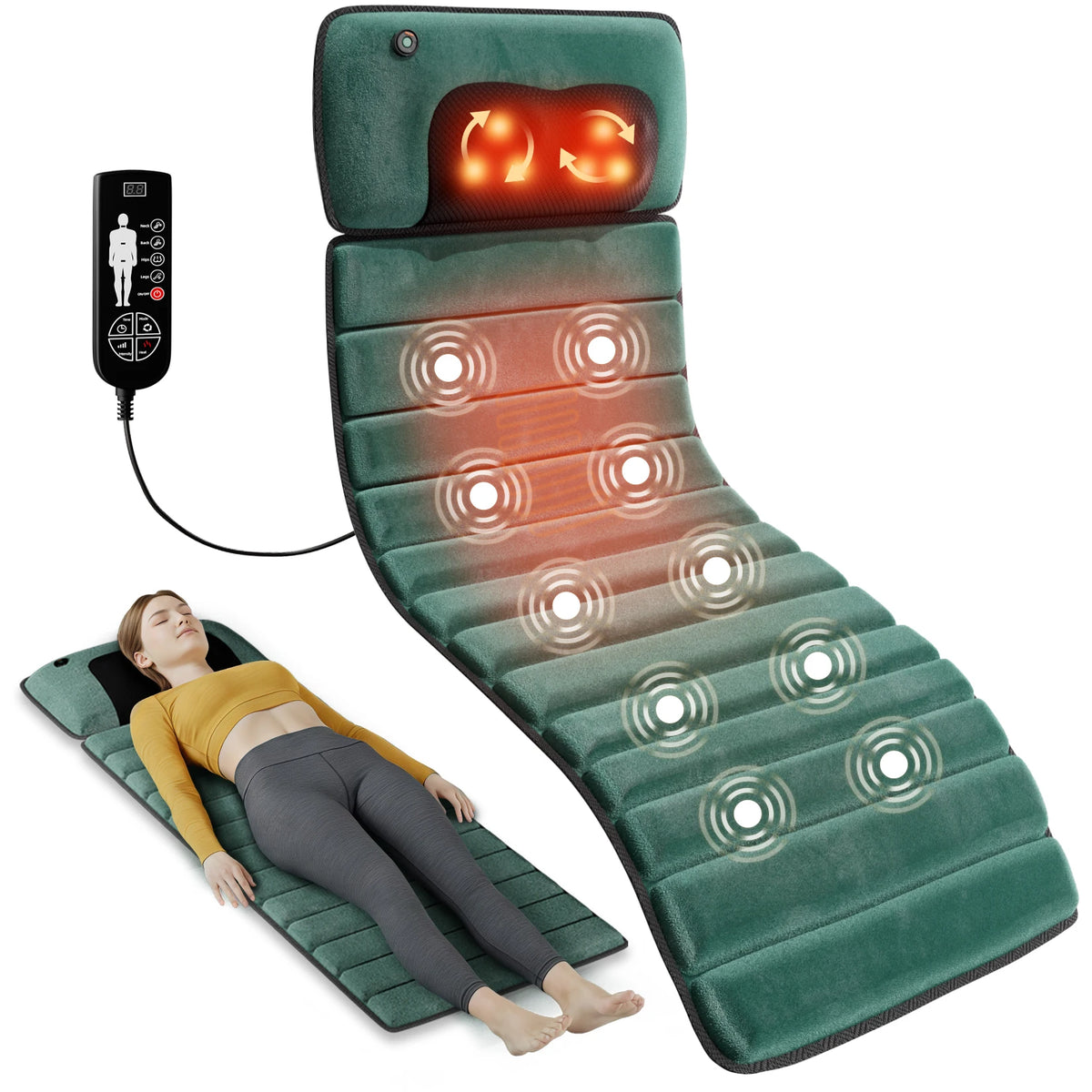 HOMEMASSA 10 Motors Full Body Deep Tissue Vibration Massage Mat