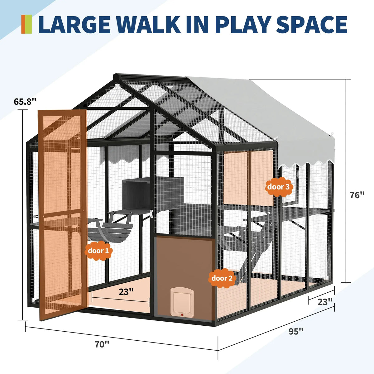 HiMISS Extra Large Aluminum Outdoor Catio Enclosure Walk-in Cat Run