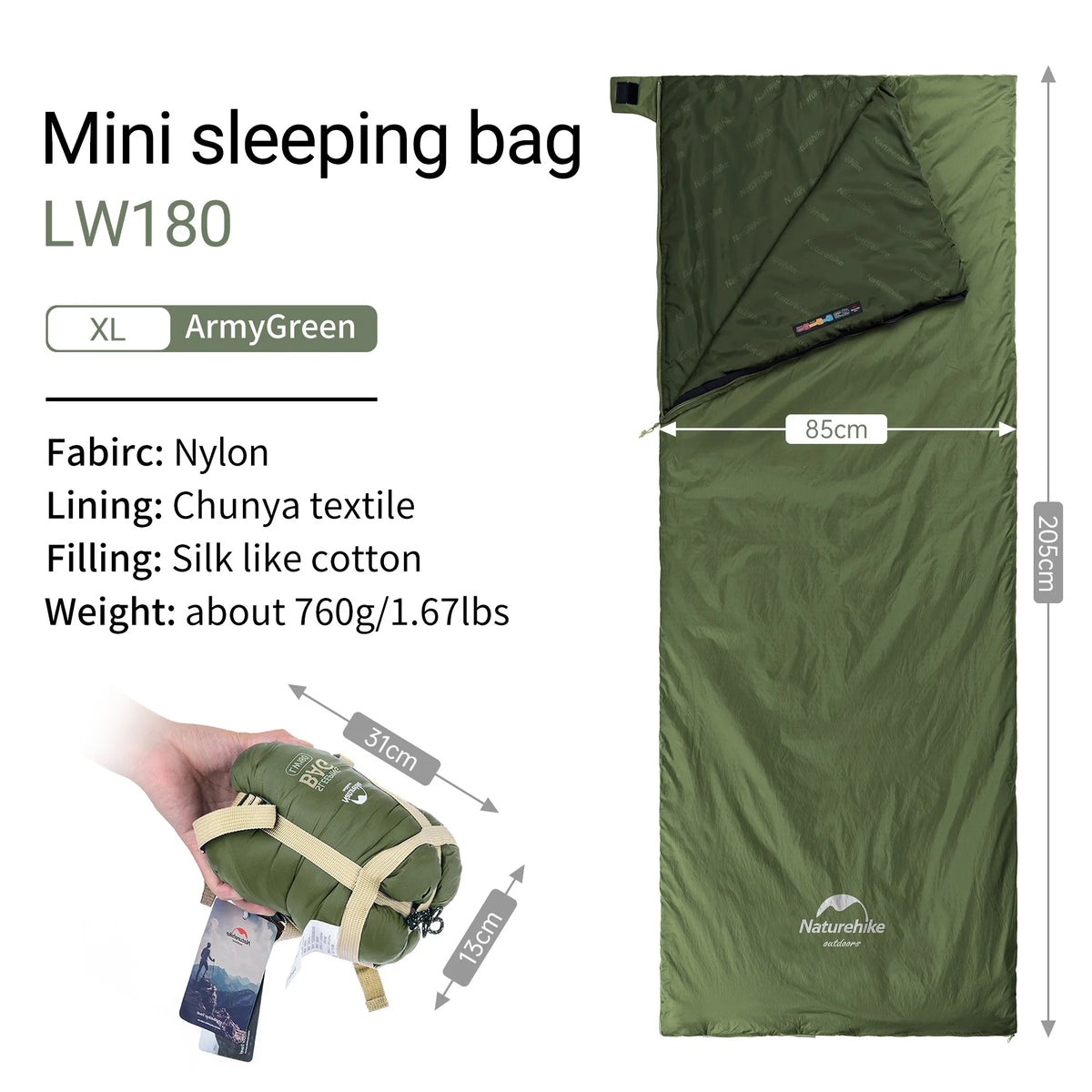 Naturehike Ultralight Envelope Sleeping Bag Portable Summer Camping