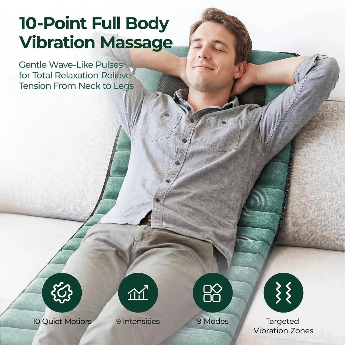 HOMEMASSA Full Body Vibration Massage Pad With 10 Motors