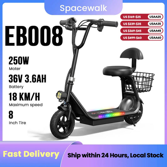 Eilleo Spacewalk Kids Electric Scooter Bluetooth Speaker Foldable Seat