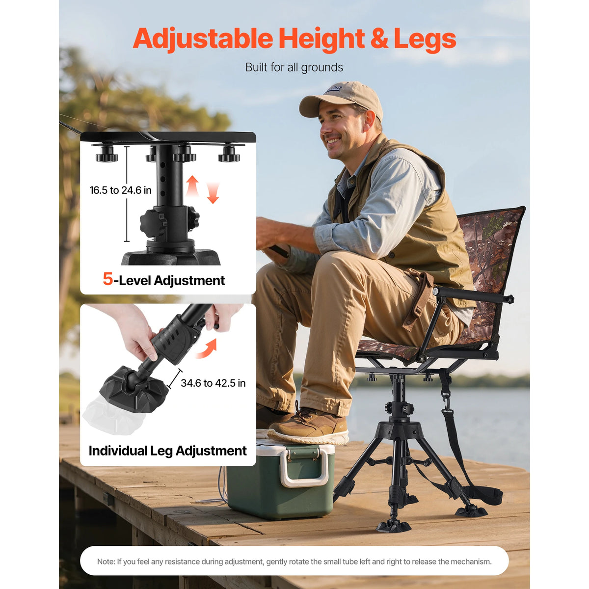 Foldable Silent Swivel Hunting Chair With Heavy Duty Steel Frame