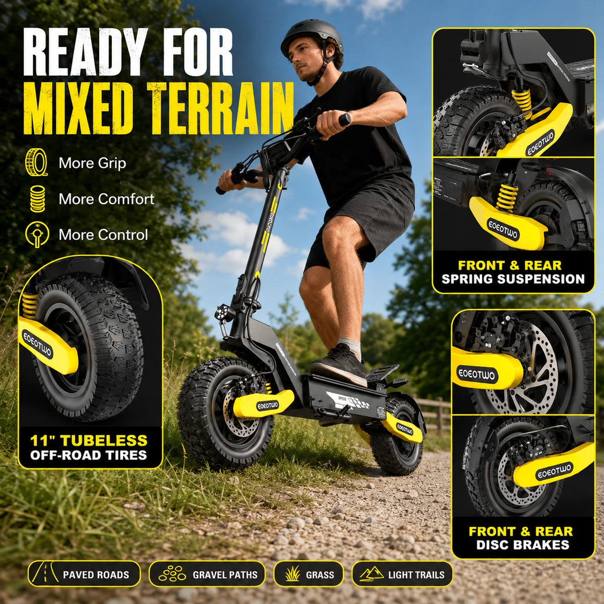 EOEOTWO 1200W Off Road Electric Scooter For Adults Foldable