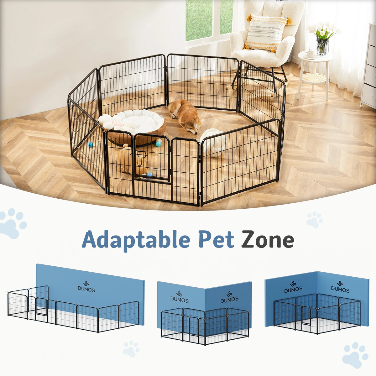 JHK Metal 8 Panels Dog Playpen Pet Fence 24 Inch to 32 Inch Foldable Large Dog Puppy Exercise for Yard Gate Camping Outdoor