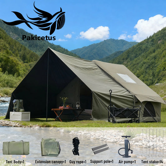 Pakicetus Inflatable Camping Tent With Extended Canopy Windproof Design
