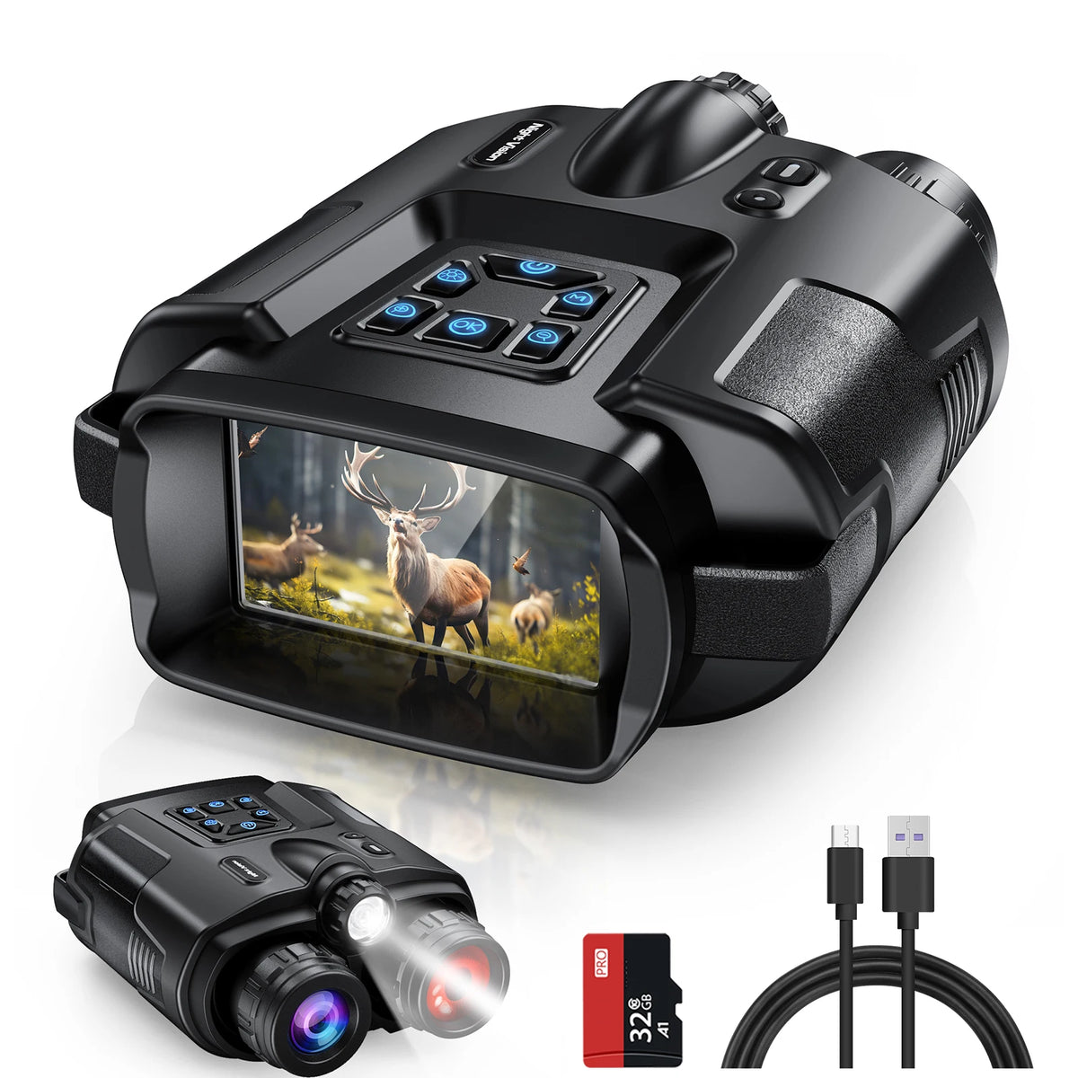 USB Rechargeable 4K Night Vision Binoculars With Infrared Digital Zoom