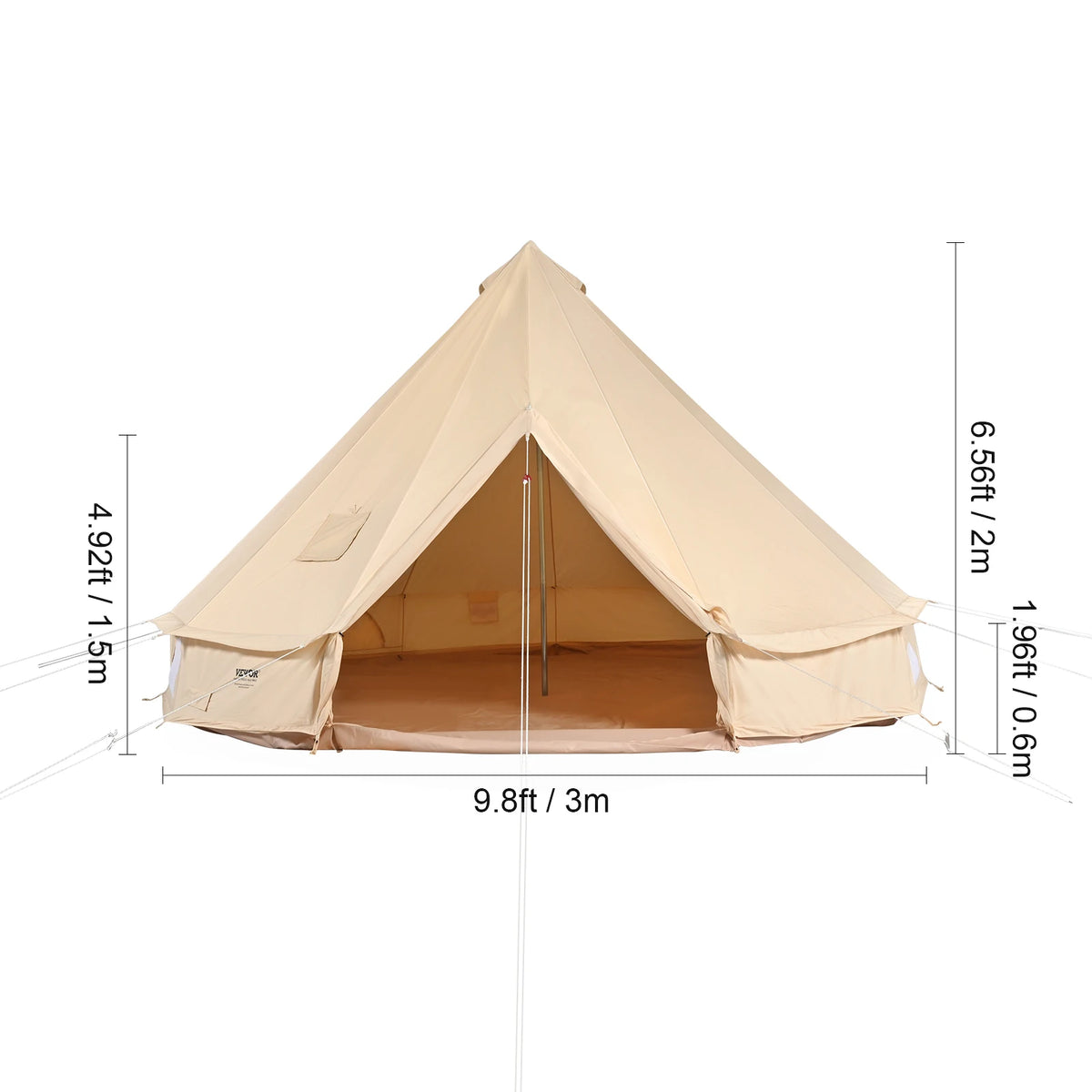 SucceBuy Canvas Bell Tent Four Season Outdoor Camping Shelter