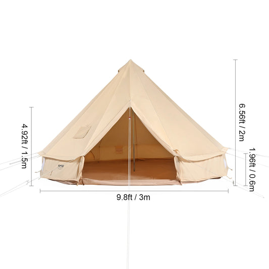 SucceBuy Canvas Bell Camping Tent All Season Yurt With Chimney