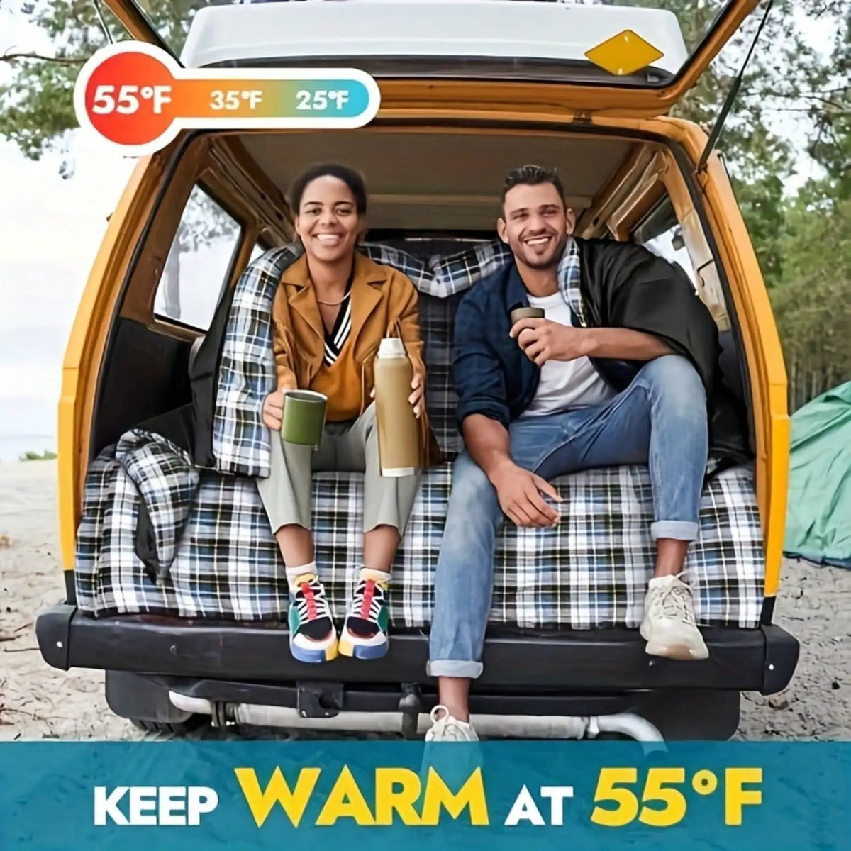 Double Camping Sleeping Bag For Adults With Pillows Cold Weather
